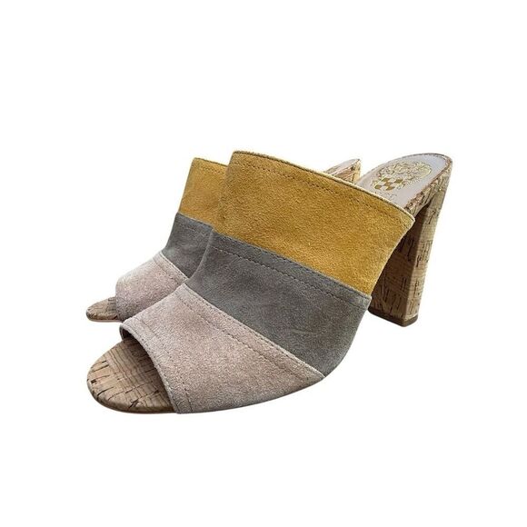 Vince Camuto Women's Color Block Suede Mules Multicolor Shoes Heels Size 7.5M - Picture 9 of 12